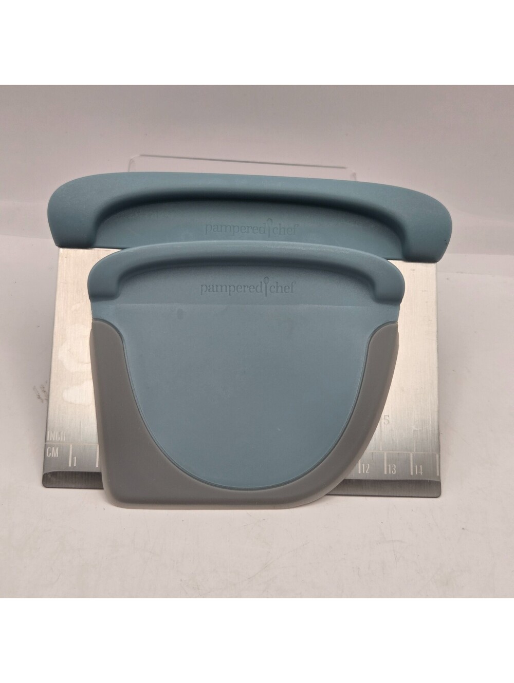 Pampered Chef Bowl Scraper & Bench Knife Set Blue Gray Baking Dough Tools